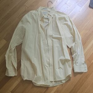 Cutter & Buck Men's Light Yellow And Dark Red Button-Down Shirt